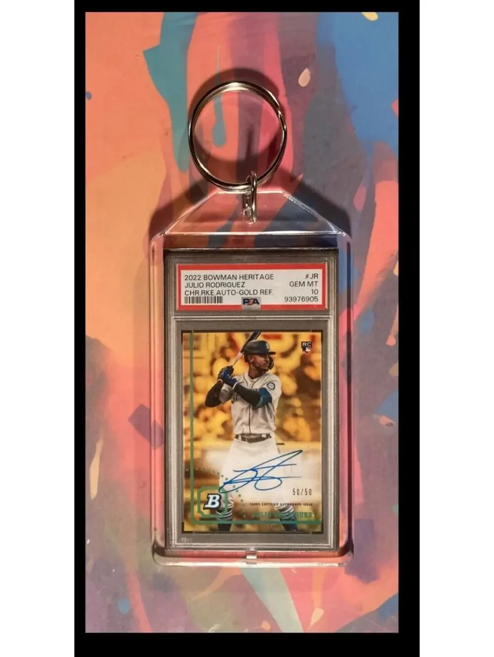 3024 Julio Rodriguez 2022 Bowman Heritage Auto Keychain-A Great Gift